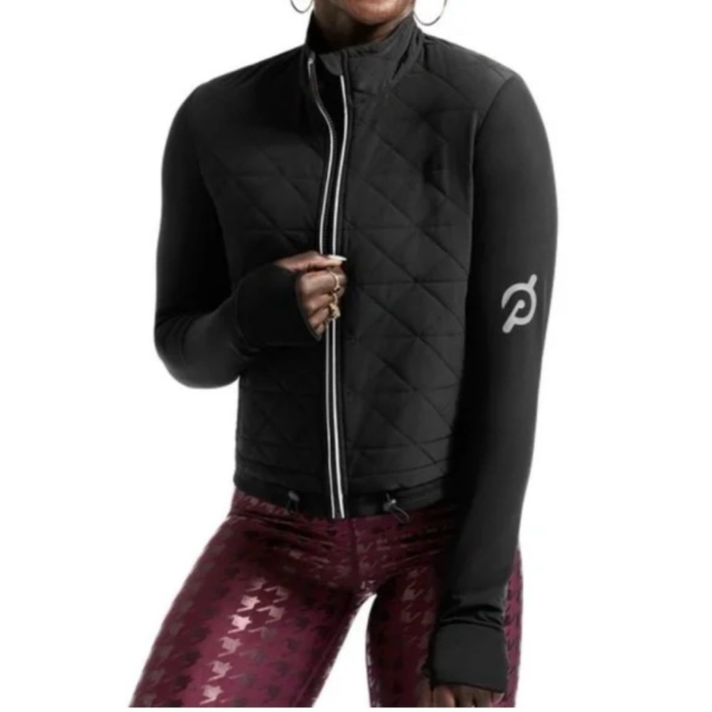 Peloton Make Your Mark Running Jacket Black Quilted Reflective Thumb Holes M